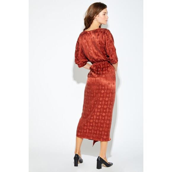 Callahan Rust Wrap Dress - Picture 2 of 5